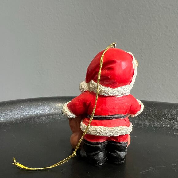 Red White Enesco 2 1/2" Santa Bear with Bag Figurine Ornament - Picture 5 of 8